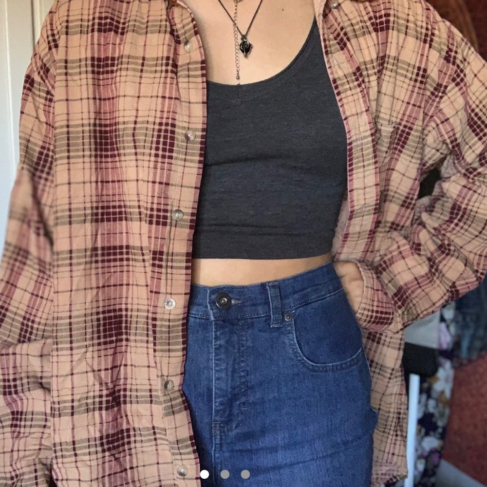 tan and burgundy soft flannel